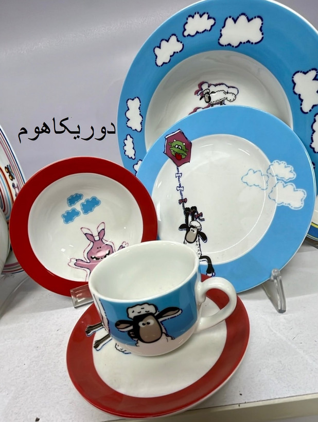 سرویس غذاخوری 5 پارچه کودک چینی زرین بره ناقلا شان دشیپ