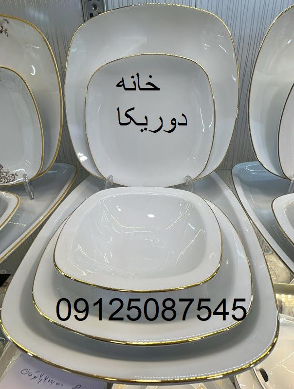 سرویس چینی زرین لب طلایی 27 پارچه غذاخوری چینی زرین ایران سری کواترو