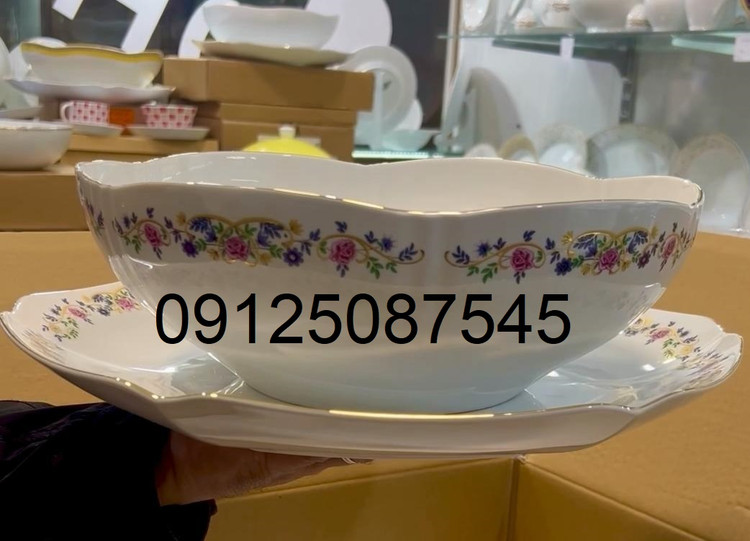 ست قاب و قدح هگزان چینی زرین ایران مدل گلستان