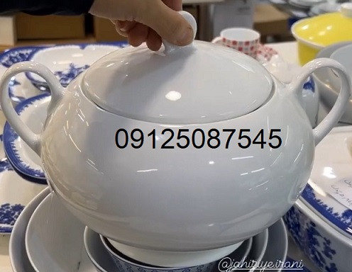 سوپخوری دردار چینی زرین مدل ایتالیااف سفید