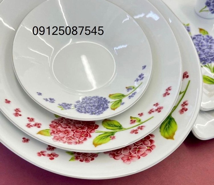 سرویس غذاخوری 30 پارچه چینی زرین مدل وینچی الیسه طرح روژ