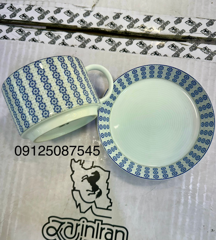 فنجان نعلبکی ریچل مدل زی فرم اس چینی زرین بسته 6 عددی