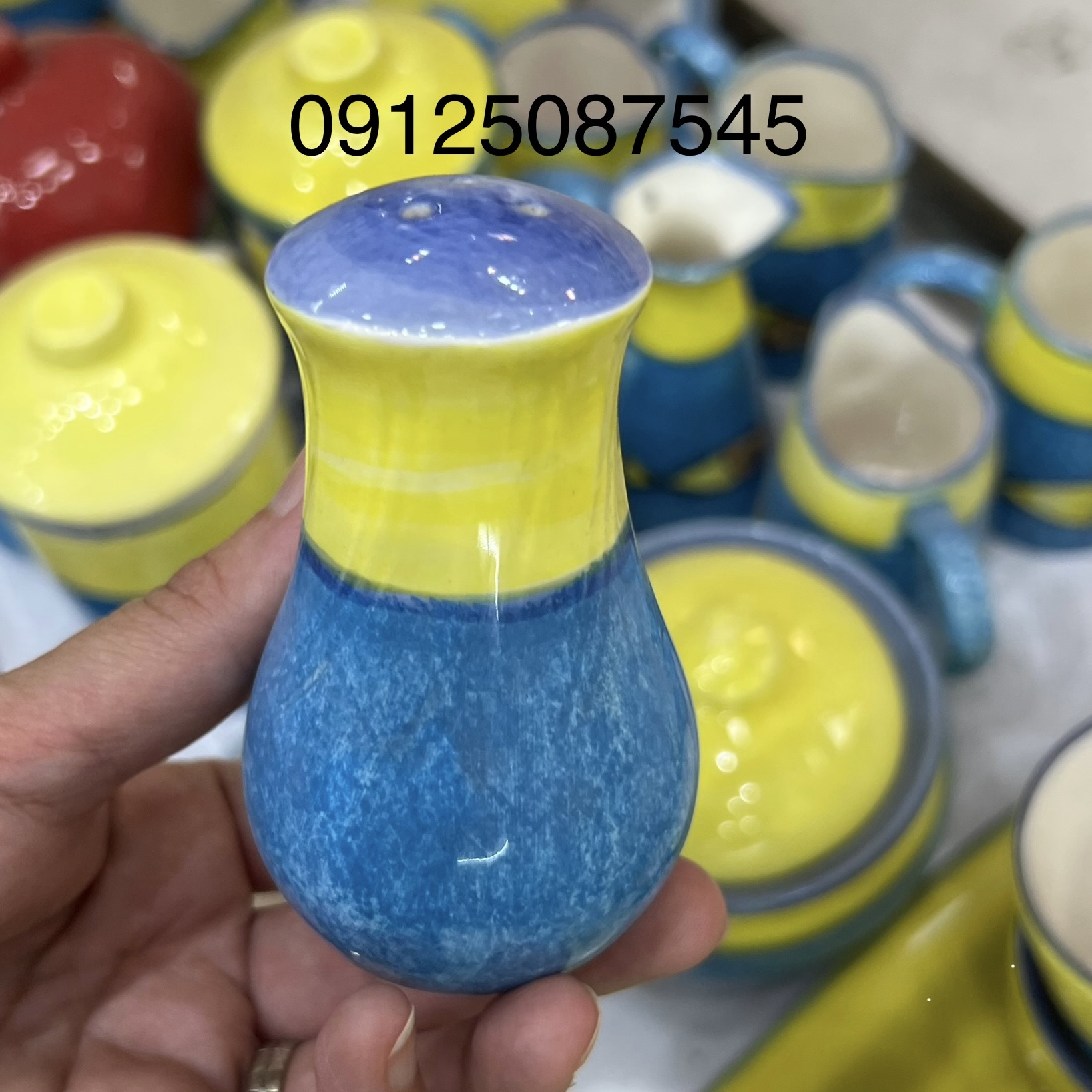 نمکدان سرامیک میبد یزد طرح ماهی لوتوس