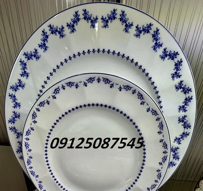 سرویس غذاخوری مدل فرانسیس سورمه ای 29 پارچه چینی زرین ایران سری نئوکلاسیک