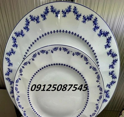 سرویس غذاخوری مدل فرانسیس سورمه ای 29 پارچه چینی زرین ایران سری نئوکلاسیک