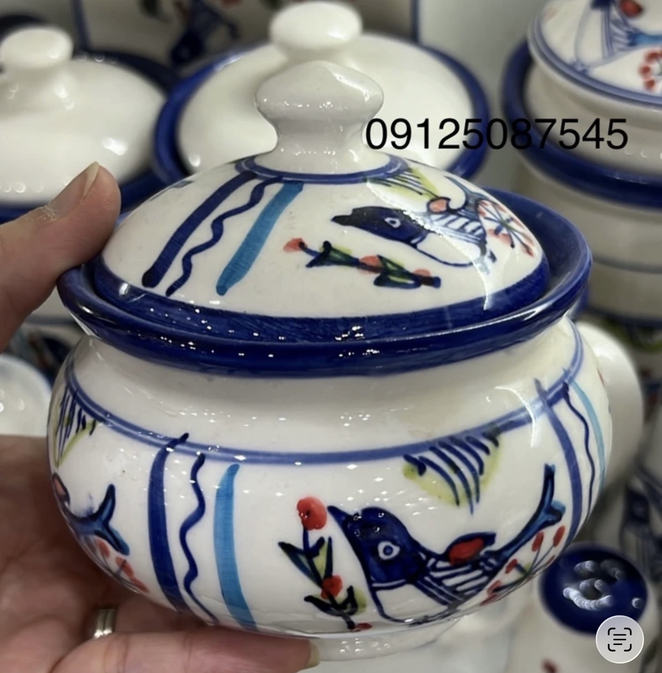 قندان دردار سرامیک میبد یزد طرح مرغی رنگی