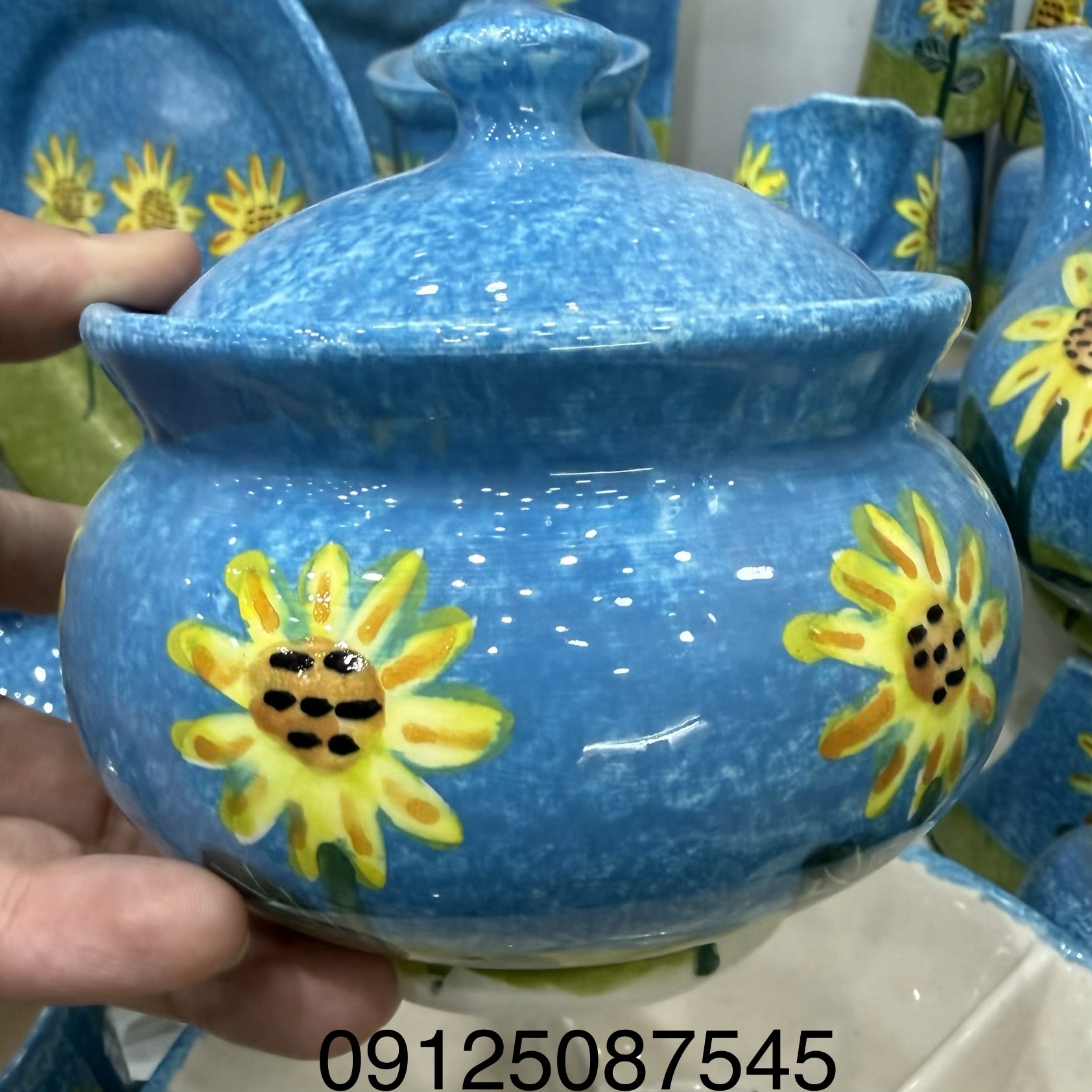 قندان دردار سرامیک میبد یزد طرح آفتابگردون