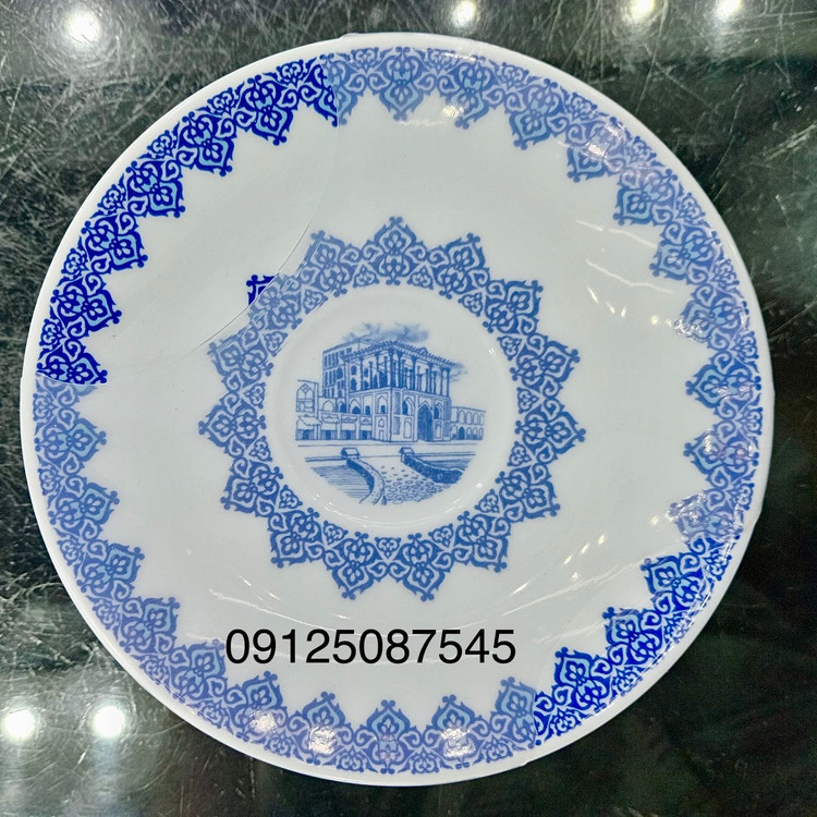 نعلبکی زیر استکانی نقش جهان طرح جدید چینی زرین بسته 6 عددی