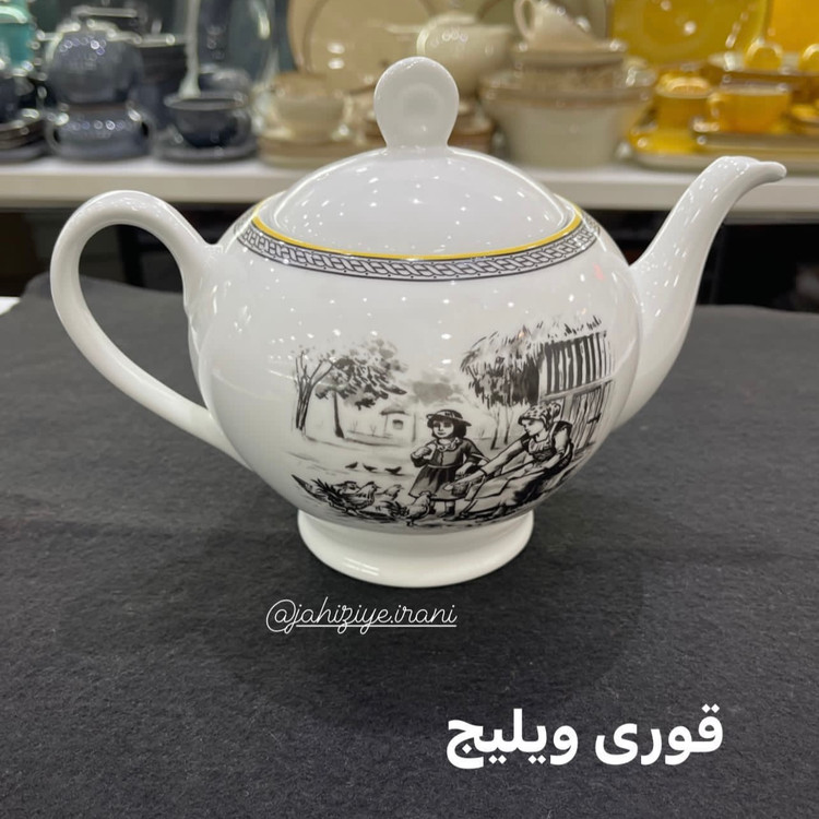 قوری چینی زرین ایران مدل ویلیج پیکره ایتالیااف