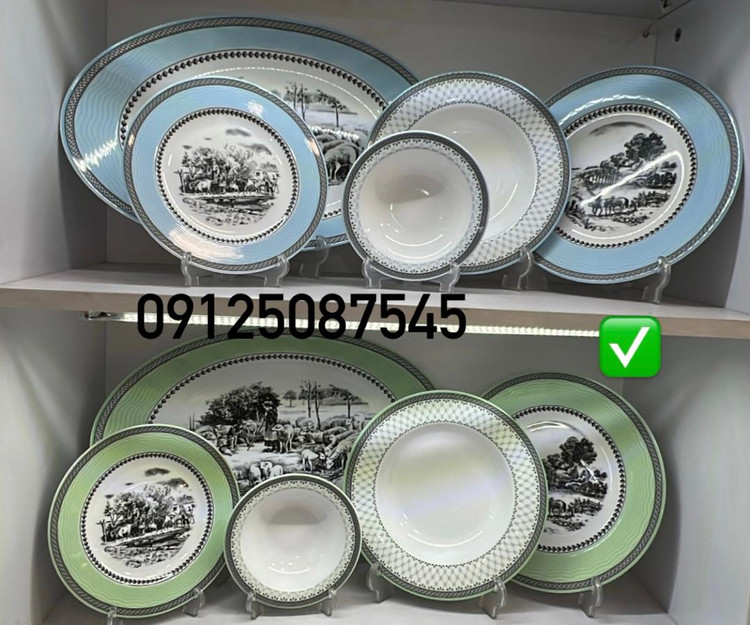 سرویس غذاخوری 28 پارچه چینی زرین ایران مدل ایتالیا اف ویلیج سبز