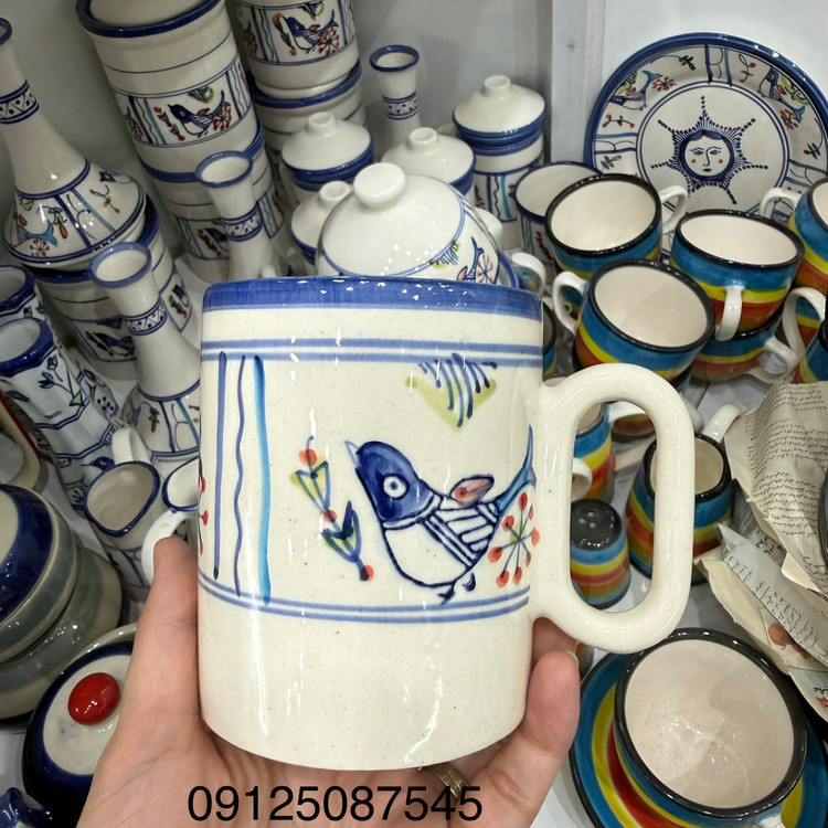 لیوان سرامیک میبد یزد طرح مرغی رنگی