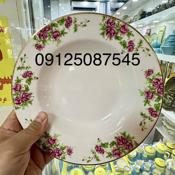 بشقاب گود خورشتخوری گلسرخی بیدگل چینی زرین ایران پیکره ایتالیا اف بسته ۶عددی