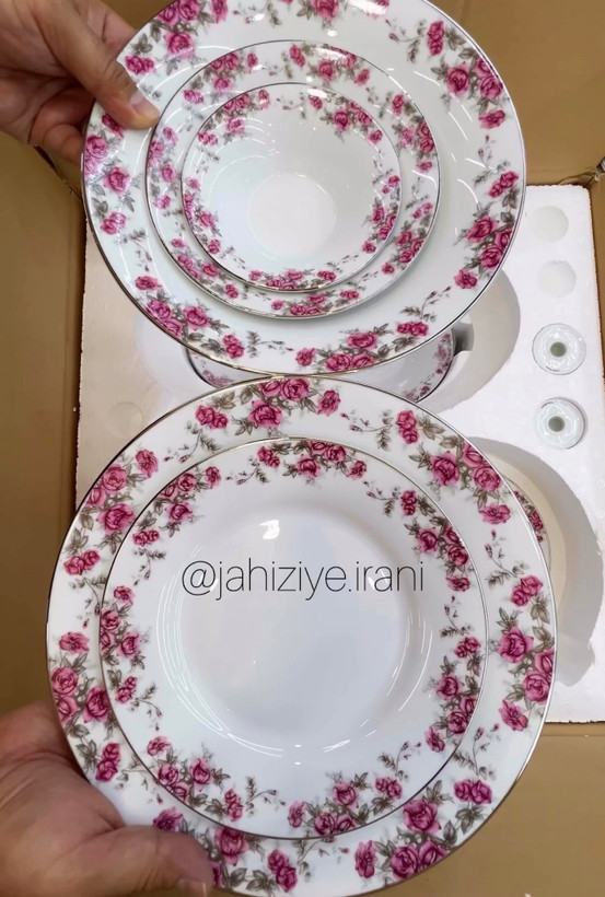 سرویس 6 نفره گلسرخی آران 35پارچه چینی زرین پیکره شهرزاد