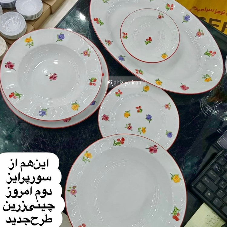 سرویس غذاخوری طرح جدید راشن فلورال چینی زرین ایران مدل 29 پارچه سري نئوکلاسیک