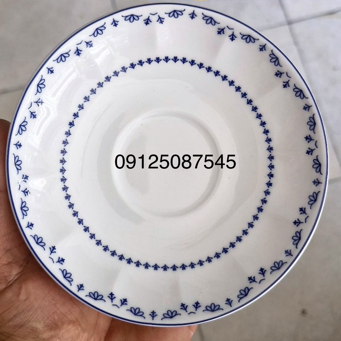 نعلبکی زیر استکانی فرانسیس سورمه ای چینی زرین بسته 6 عددی