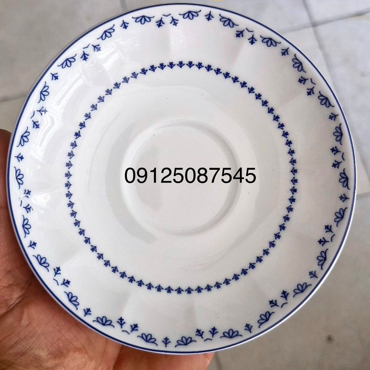 نعلبکی زیر استکانی فرانسیس سورمه ای چینی زرین بسته 6 عددی