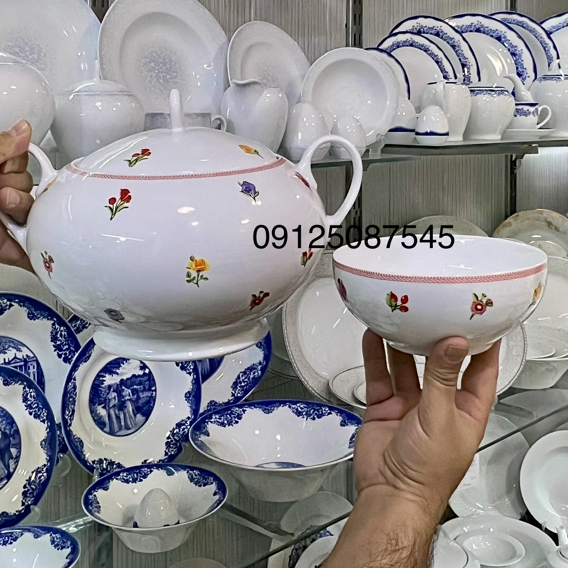 سرویس 8 پارچه سوپخوری طرح جدید چینی زرین مدل ایتالیااف طرح راشن فلورال